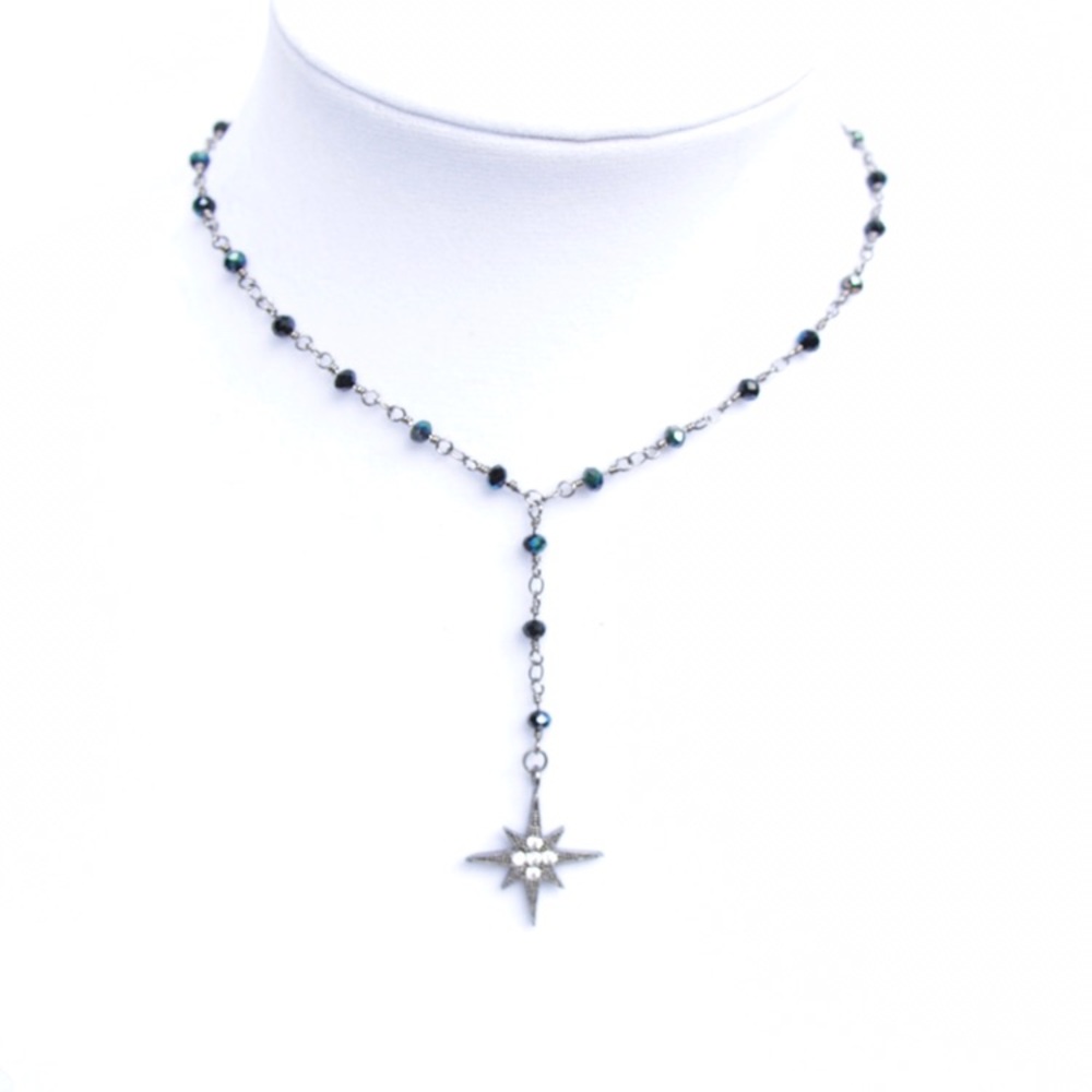 Star Paved Lariat Necklace